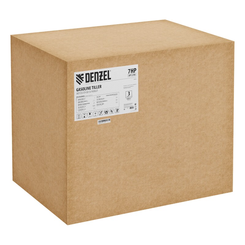 Мотоблок DPT-270S, 7 л.с., ремен.сцеп, фрез 3х4, ШОМ, передачи 2В/1Н Denzel